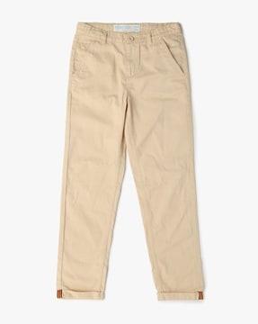 mid-rise cotton slim fit trousers