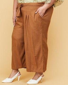mid-rise culottes with drawstring waist