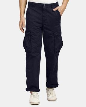 mid-rise flat-front cargo pants