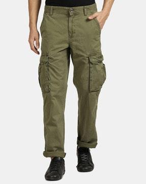 mid-rise flat-front cargo pants