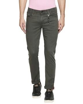 mid-rise flat-front trousers
