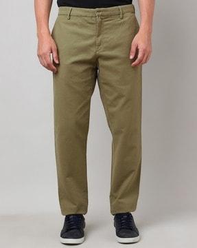 mid-rise flat-front trousers