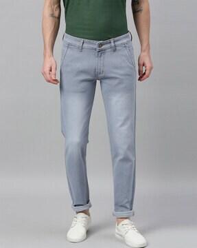 mid-rise full-length straight jeans