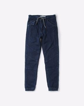 mid-rise jeans with drawstring waist