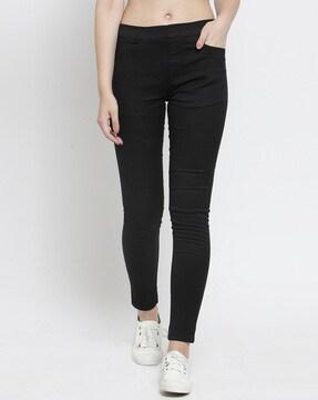 mid-rise jeggings with insert pockets