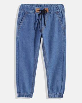 mid-rise jogger jeans with drawstring waist