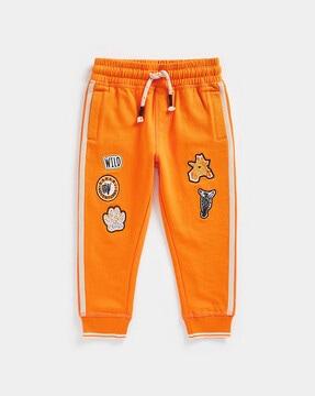 mid-rise joggers with appliques