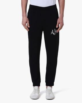 mid-rise joggers with brand print