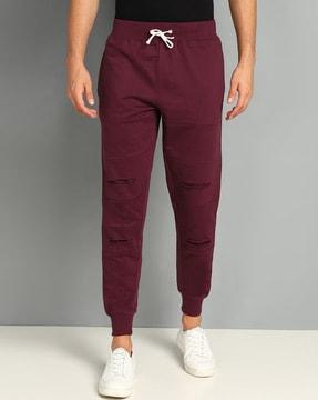 mid-rise joggers with drawstrings waist