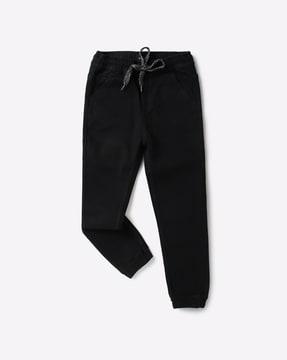 mid-rise joggers with elasticated drawstring waistband