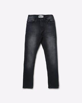 mid-rise mid-wash jeans