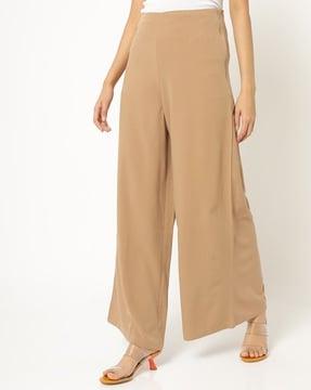 mid-rise palazzos with side concealed zipper
