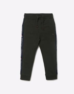 mid-rise pants with contrast taping