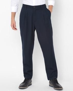 mid-rise pleated trousers with slip pockets
