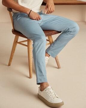 mid-rise relaxed fit chinos
