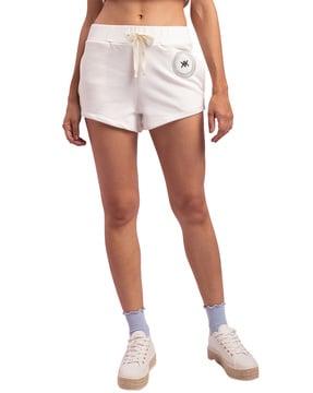 mid-rise shorts with drawstring waist