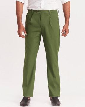 mid-rise single-pleated trousers