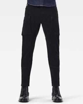 mid-rise skinny fit cargo pants with zipper pockets