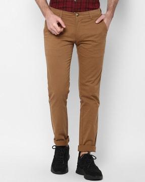 mid-rise slim fit chinos