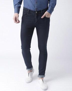 mid-rise slim fit jeans with insert pockets