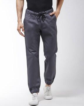 mid-rise slim fit joggers with insert pockets