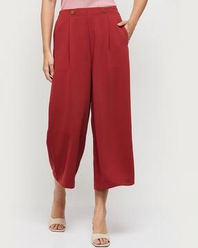 mid-rise straight fit culottes