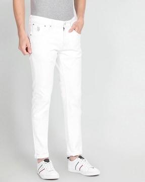 mid-rise tapered fit jeans