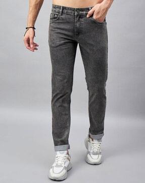 mid-rise tapered jeans