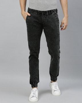 mid-rise textured jogger jeans