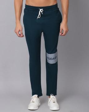 mid-rise track pants with drawstring cord