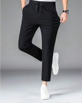 mid-rise track pants with drawstring waist
