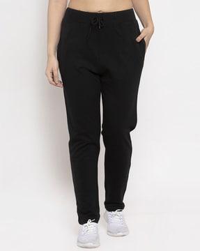 mid-rise track pants with drawstring