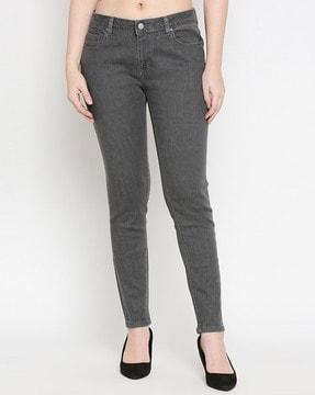 mid-rise washed ankle-length skinny jeans