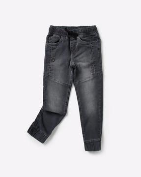 mid-rise washed panelled joggers