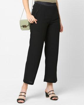 mid-rise  straight fit trousers