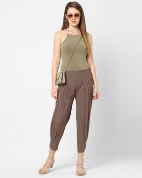 mid-rise  tapered fit trousers