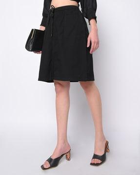 mid-rise a-line skirt with pockets