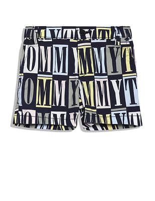 mid rise all over print shorts