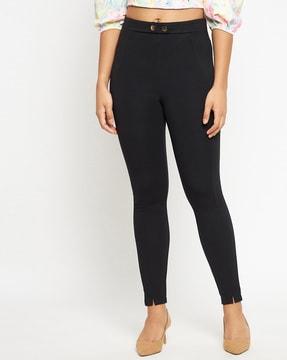 mid-rise ankle-length jeggings