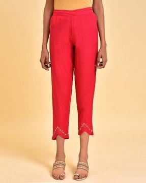 mid-rise ankle-length pants