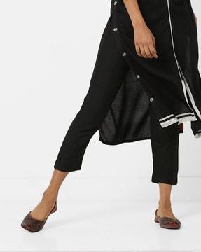 mid-rise ankle-length pants