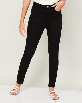 mid-rise ankle-length skinny jeans