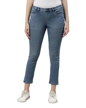 mid-rise ankle-length slim jeans