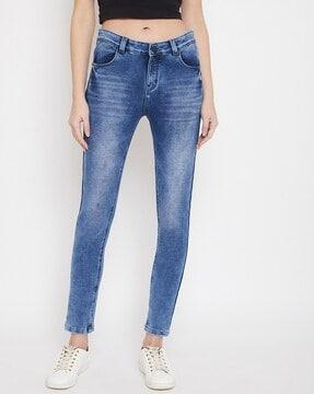 mid-rise ankle-length slim jeans