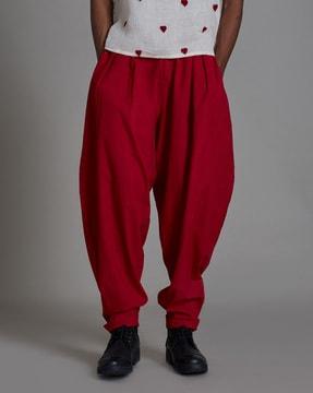 mid-rise balloon pleated pants