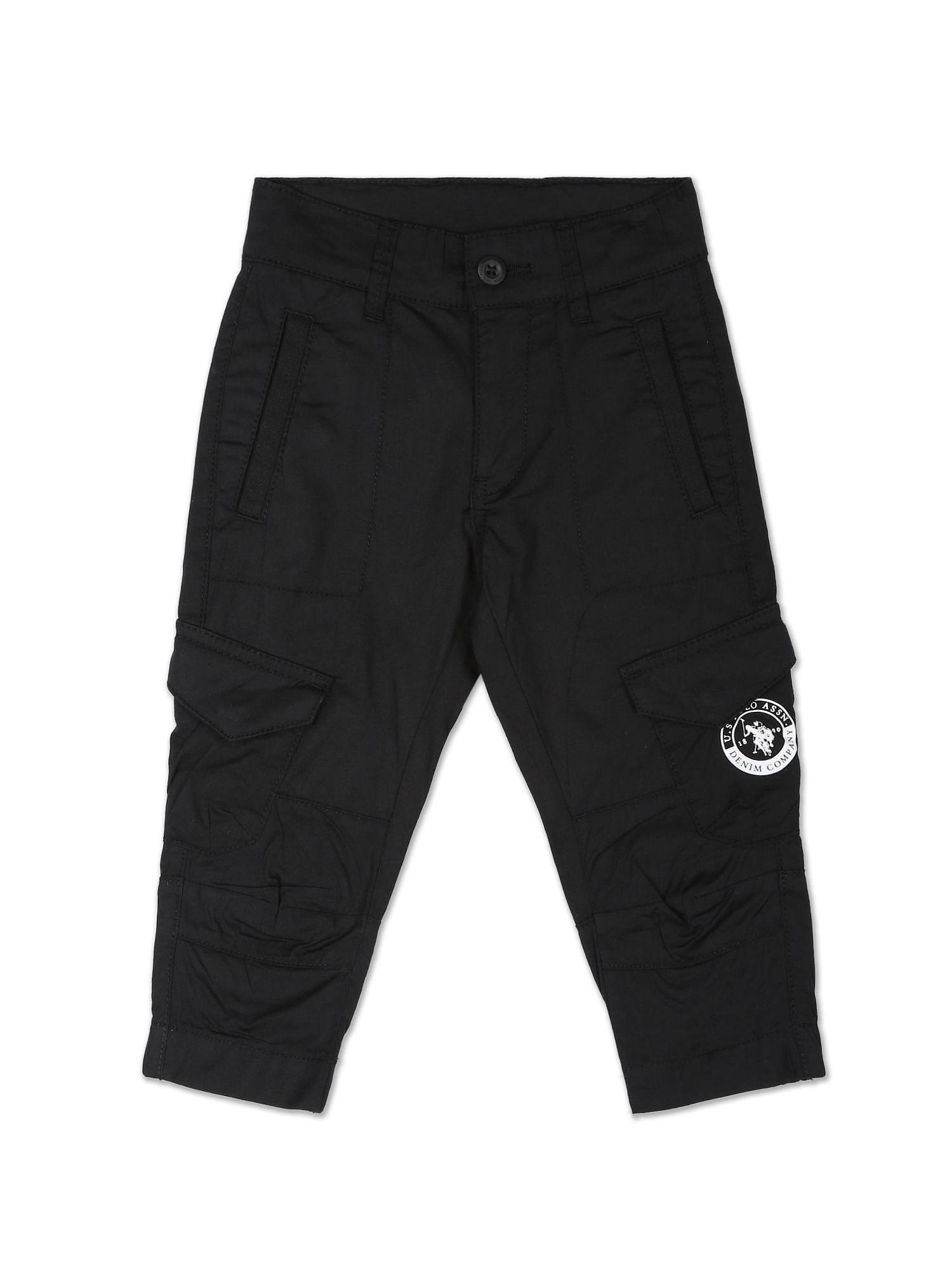 mid rise black solid cargo pant