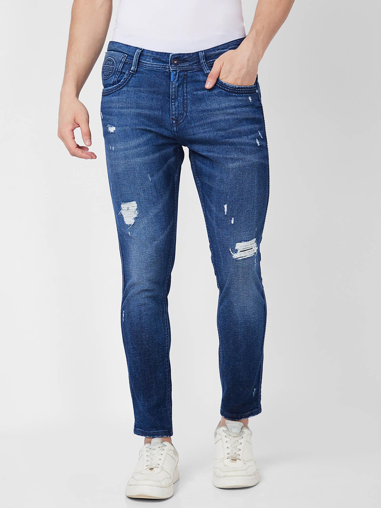 mid rise blue jeans for men