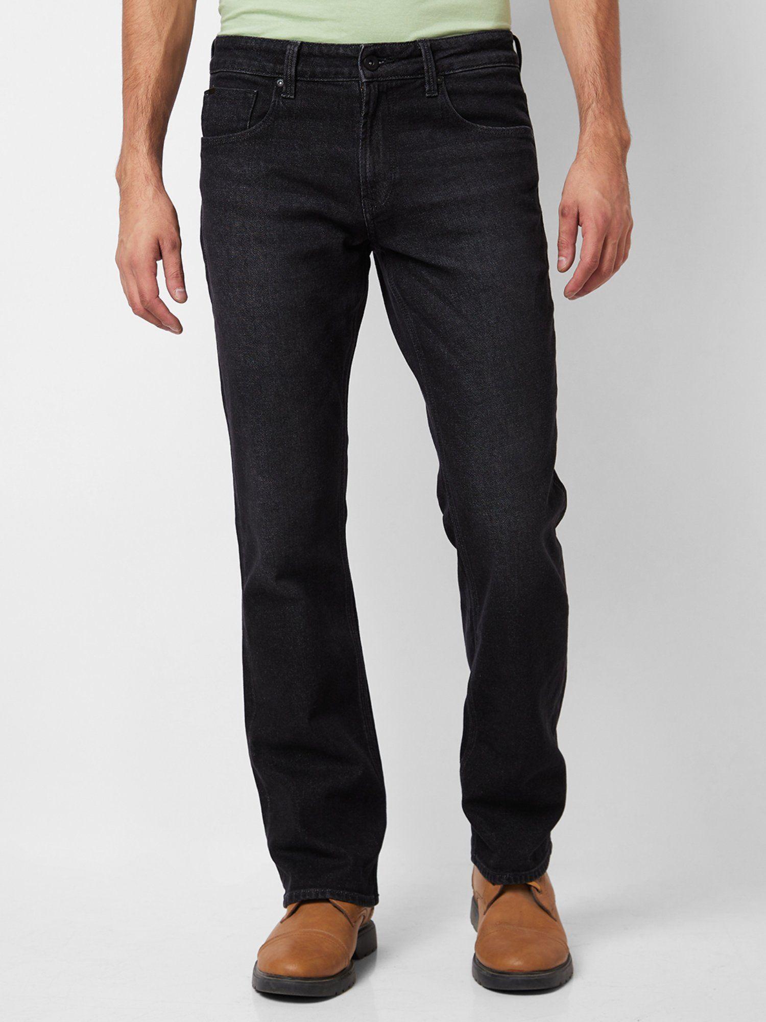 mid rise bootcut fit black jeans for men