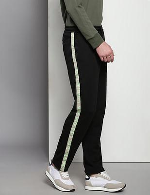 mid rise brand tape track pants