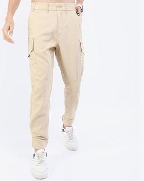 mid-rise cargo trousers with placement print